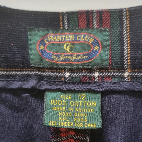 Charter Club Corduroy Scottish Plaid Cotton Pants Size 12 - Picture 6 of 12